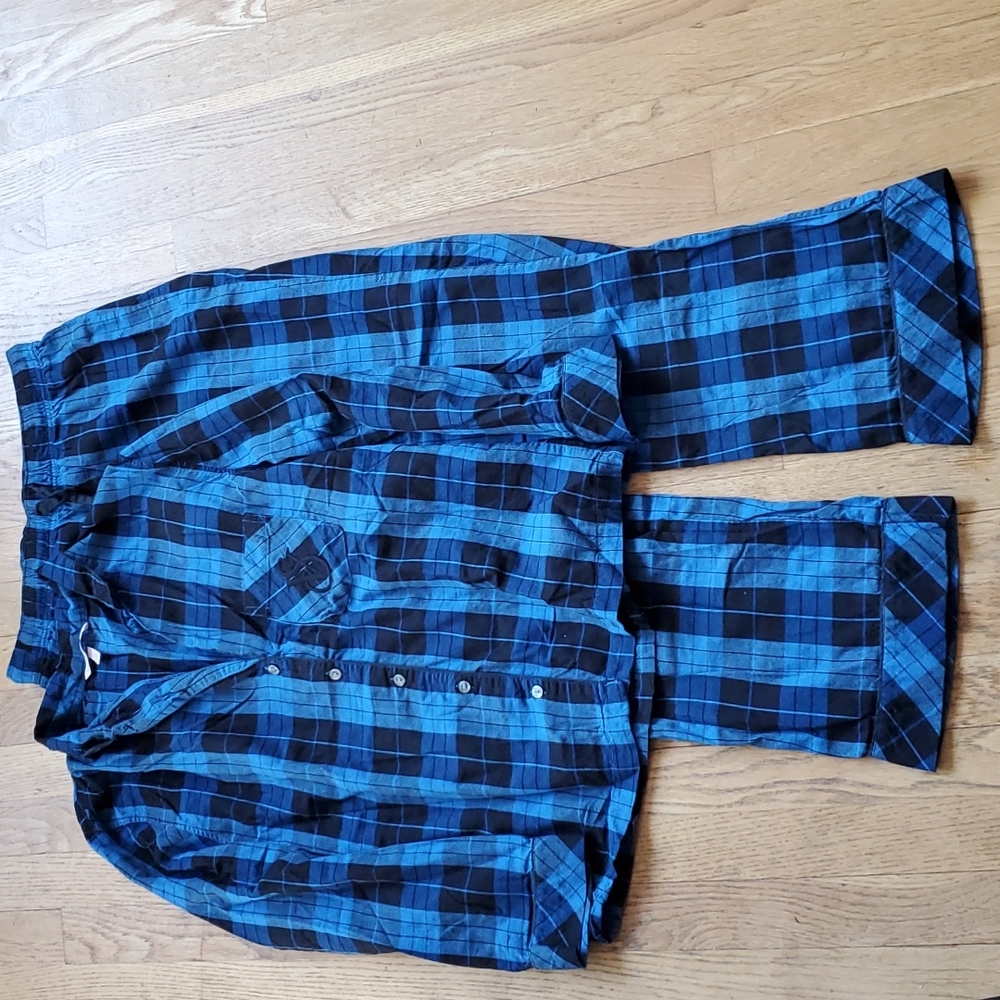 VS blue plaid pajama set XS